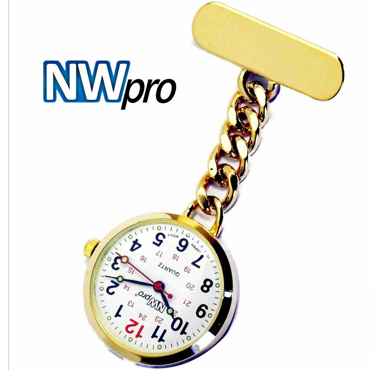 Nurses Pinned Watch - NW•PRO Chain - Gold - White